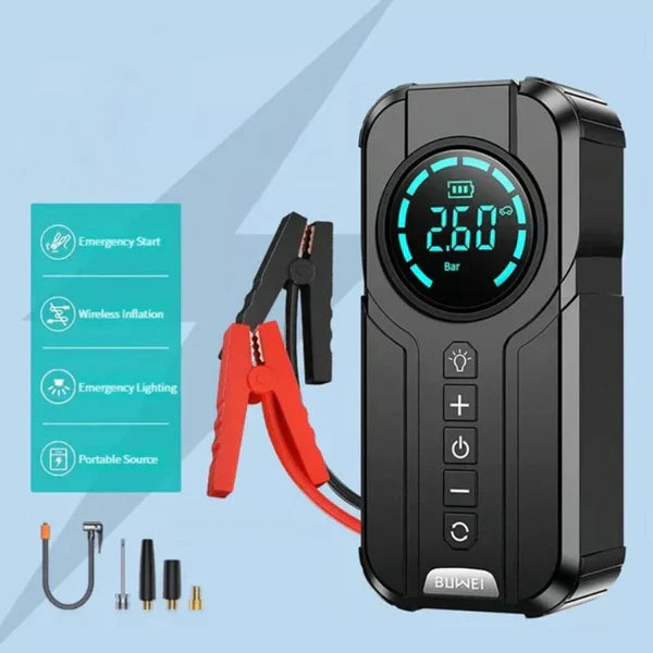 𝙃𝙤𝙢𝙞𝙫𝙚𝙭Jump Starter With Air Pump هيكساليفينغ™ جهاز تشغيل البطارية مع منفاخ هواء
